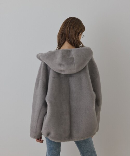 ★【1度のみの使用】Diagram ダイアグラム ファーフードジャケット★ フェイクミンクフードジャケット（ムートンコート）｜Diagram