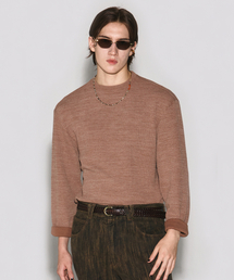 WESLEYHYUSTON（ウェズリーユーストン）の「SUEDE PATCH RIBBED KNIT BROWN（ニット/セーター）」