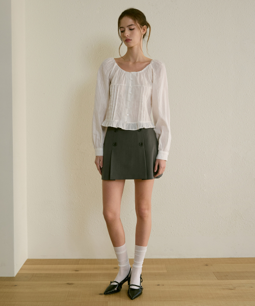 LETTER FROM MOON(レターフロムムーン)の「ボヘムダブルボタンピンタックスカート(グレー)(スカート・レディース・その他・SMALL/MEDIUM)」の8枚目の写真