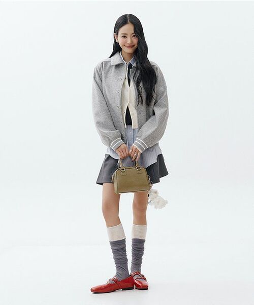 LETTER FROM MOON(レターフロムムーン)の「ボヘムダブルボタンピンタックスカート(グレー)(スカート・レディース・その他・SMALL/MEDIUM)」の4枚目の写真