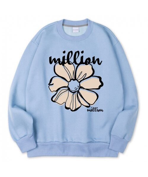 MILLION DAY(ミリオンデイ)の「MILLION FLOWER SWEATSHIRT_BLUE(スウェット・レディース・ブルー・LARGE/X-LARGE)」の2枚目の写真