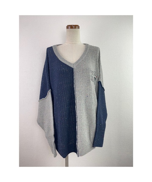 Rydia（リディア）の「カラーネップドルマンニットプル（ニット/セーター・レディース・スミクロ/ベージュ/ネイビー・M）」の3枚目の写真