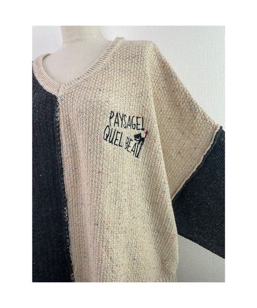 Rydia（リディア）の「カラーネップドルマンニットプル（ニット/セーター・レディース・スミクロ/ベージュ/ネイビー・M）」の4枚目の写真