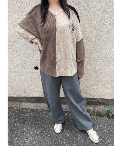 Rydia（リディア）の「カラーネップドルマンニットプル（ニット/セーター・レディース・スミクロ/ベージュ/ネイビー・M）」の8枚目の写真