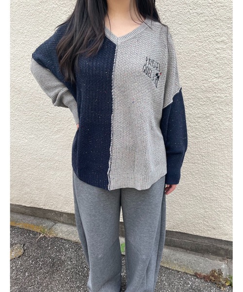 Rydia（リディア）の「カラーネップドルマンニットプル（ニット/セーター・レディース・スミクロ/ベージュ/ネイビー・M）」の12枚目の写真