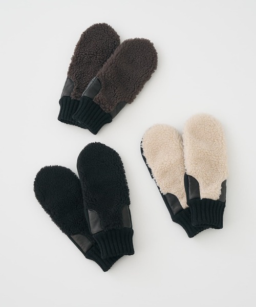 collex（コレックス）の「【福田手袋】【タッチパネル対応】ボアミトングローブ（手袋・レディース・ブラック/アイボリー/チャコールグレー・フリー）」の16枚目の写真