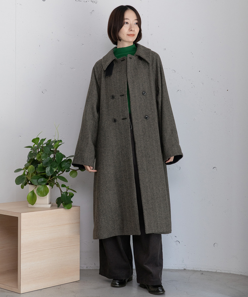 POU DOU DOU（プードゥドゥ）の「ダブルボタンハイネックコート（その他アウター・レディース・ダークブラウン/ライトグレー/ネイビー・M）」の8枚目の写真