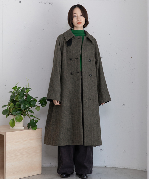 POU DOU DOU（プードゥドゥ）の「ダブルボタンハイネックコート（その他アウター・レディース・ダークブラウン/ライトグレー/ネイビー・M）」の9枚目の写真