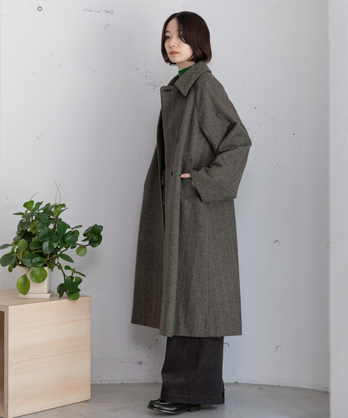 POU DOU DOU（プードゥドゥ）の「ダブルボタンハイネックコート（その他アウター・レディース・ダークブラウン/ライトグレー/ネイビー・M）」の10枚目の写真