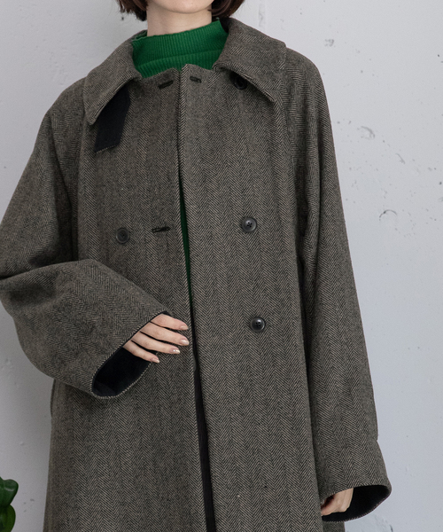 POU DOU DOU（プードゥドゥ）の「ダブルボタンハイネックコート（その他アウター・レディース・ダークブラウン/ライトグレー/ネイビー・M）」の13枚目の写真