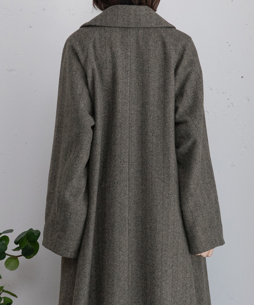 POU DOU DOU（プードゥドゥ）の「ダブルボタンハイネックコート（その他アウター・レディース・ダークブラウン/ライトグレー/ネイビー・M）」の14枚目の写真