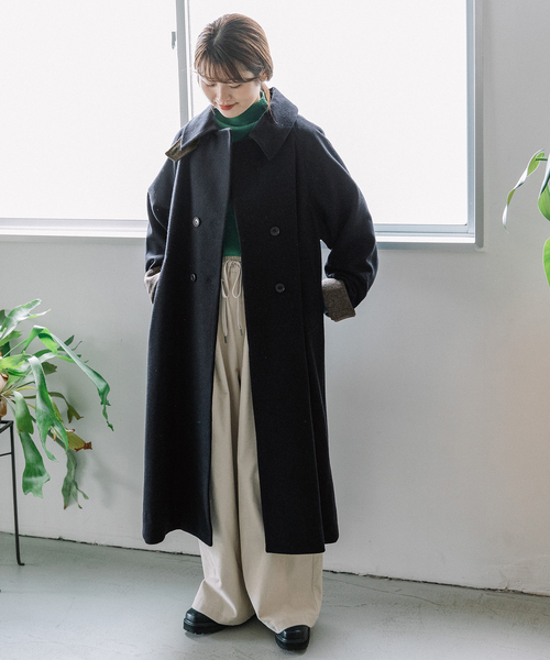 POU DOU DOU（プードゥドゥ）の「ダブルボタンハイネックコート（その他アウター・レディース・ダークブラウン/ライトグレー/ネイビー・M）」の21枚目の写真