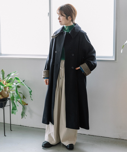 POU DOU DOU（プードゥドゥ）の「ダブルボタンハイネックコート（その他アウター・レディース・ダークブラウン/ライトグレー/ネイビー・M）」の22枚目の写真