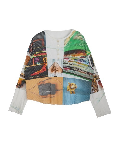 Ameri（アメリ）の「EMOTIONAL COLLAGE RIB TOP（Tシャツ/カットソー・レディース・マルチ・SMALL/MEDIUM）」の11枚目の写真