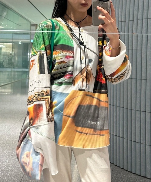 EMOTIONAL COLLAGE RIB TOP（Tシャツ/カットソー）｜Ameri（アメリ）の