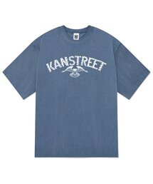 KTPN0171 レタリングイーグルピグメント半袖Tシャツ - ブルー