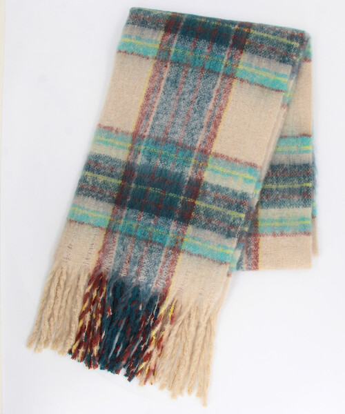 FREAK'S STORE(フリークスストア)の「チェック柄 ボリューム マフラー(マフラー・メンズ・ブラック/オリーブ/ブラウン/ベージュ/ネイビー・ONE SIZE)」の4枚目の写真