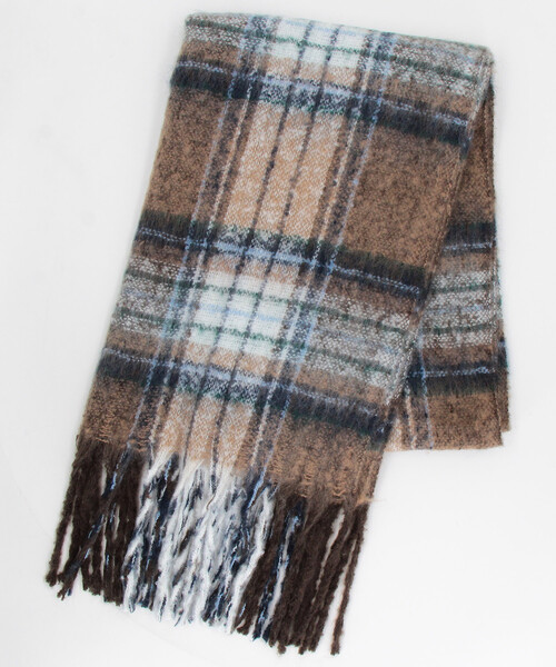 FREAK'S STORE(フリークスストア)の「チェック柄 ボリューム マフラー(マフラー・メンズ・ブラック/オリーブ/ブラウン/ベージュ/ネイビー・ONE SIZE)」の3枚目の写真