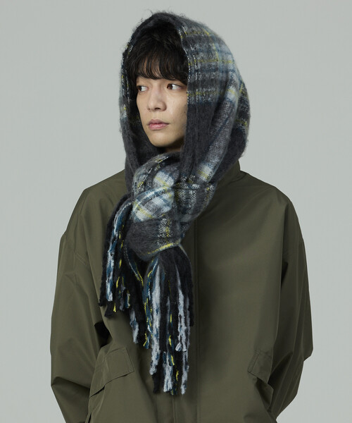 FREAK'S STORE(フリークスストア)の「チェック柄 ボリューム マフラー(マフラー・メンズ・ブラック/オリーブ/ブラウン/ベージュ/ネイビー・ONE SIZE)」の2枚目の写真