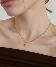 MERRYMOTIVE（メリーモチーブ）の「ドットクロス＆ミックスチェーンゴールドネックレス（ネックレス）」