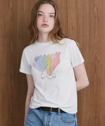 LADY VOLUME（レディーボリューム）の「レインボードロップスヌーピーティーシャツ (アイボリー)（Tシャツ/カットソー）」