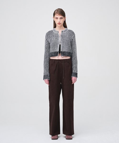 ETMON(エトモン)の「Ribbed Zip-Up Knit Cardigan Grey(カーディガン/ボレロ・レディース・その他・FREE)」の6枚目の写真