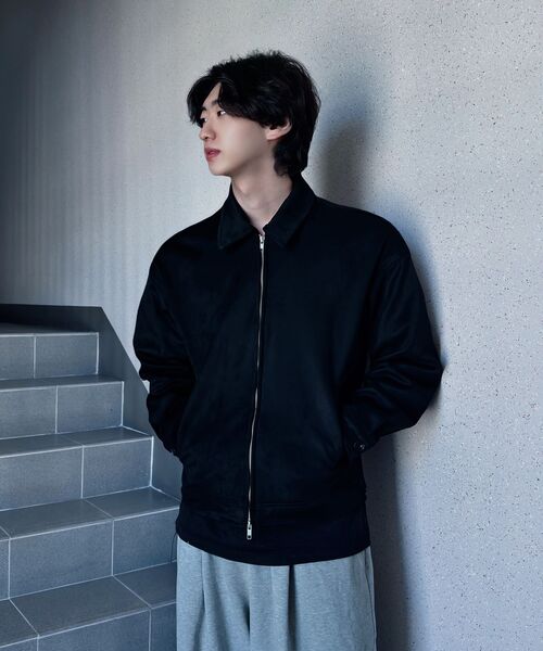BLACK MOMENT（ブラックモーメント）の「フェイクスエードジップアップジャケット[ブラック]（ライダースジャケット・メンズ・ブラック・SMALL/MEDIUM/LARGE）」の2枚目の写真