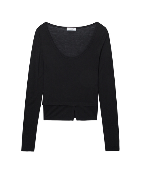 LCDC TM(エルシーディーシーティーエム)の「U-NECK JERSEY TOP(Tシャツ/カットソー・レディース・ブラック・SMALL/MEDIUM)」の1枚目の写真