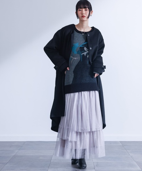 kOhAKU（コハク）の「『配色箔プリントアート柄ニット』（ニット/セーター・レディース・ブラック・FREE）」の5枚目の写真