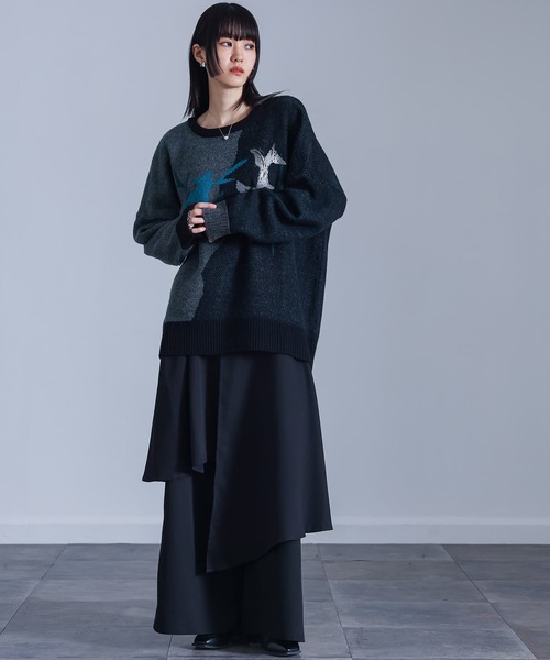 kOhAKU（コハク）の「『配色箔プリントアート柄ニット』（ニット/セーター・レディース・ブラック・FREE）」の7枚目の写真