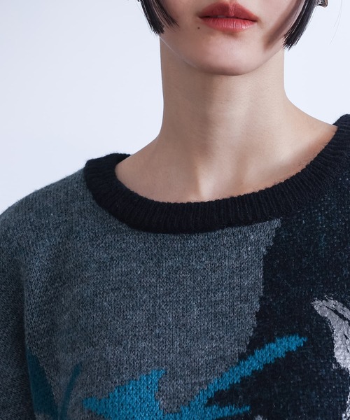 kOhAKU（コハク）の「『配色箔プリントアート柄ニット』（ニット/セーター・レディース・ブラック・FREE）」の13枚目の写真