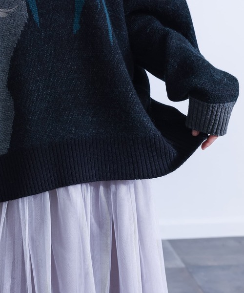 kOhAKU（コハク）の「『配色箔プリントアート柄ニット』（ニット/セーター・レディース・ブラック・FREE）」の16枚目の写真