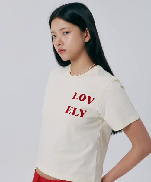 PAPERBOY(ペーパーボーイ)の「クロップラブリー半袖Tシャツ-クリーム(Tシャツ/カットソー・レディース・その他・SMALL/MEDIUM)」の1枚目の写真
