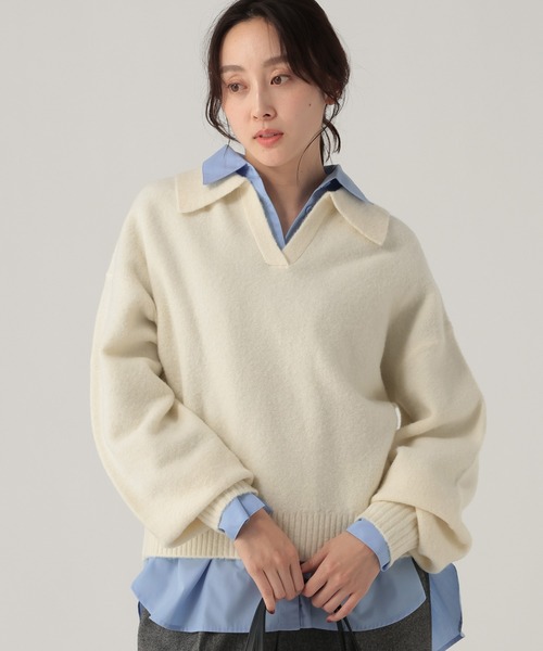 Elura（エルーラ）の「襟付きニット/636906（ニット/セーター・レディース・ホワイト/イエロー/グレー・FREE）」の2枚目の写真