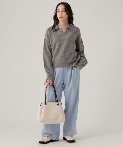 Elura（エルーラ）の「襟付きニット/636906（ニット/セーター・レディース・ホワイト/イエロー/グレー・FREE）」の6枚目の写真