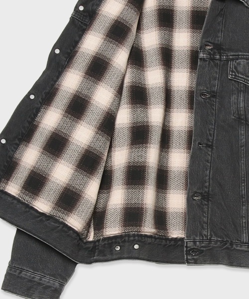 orSlow（オアスロウ）の「orSlow ORGANIC COTTON FLANNEL CHECK LINING BLACK DENIM JACKET / 01-6105-D61S（デニムジャケット・メンズ・ブラック・4/3）」の3枚目の写真