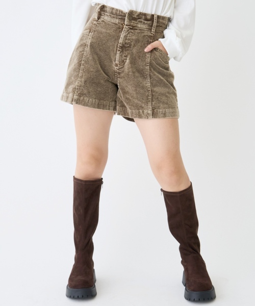 d.i.a.ラビットファー付きブラウンコーデュロイショートパンツ d.i.aファー付きブラウンコーデュロイショートパンツ d.i.a ラビット