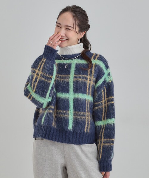 Cutie Blonde（キューティーブロンド）の「チェック柄ふわふわニット