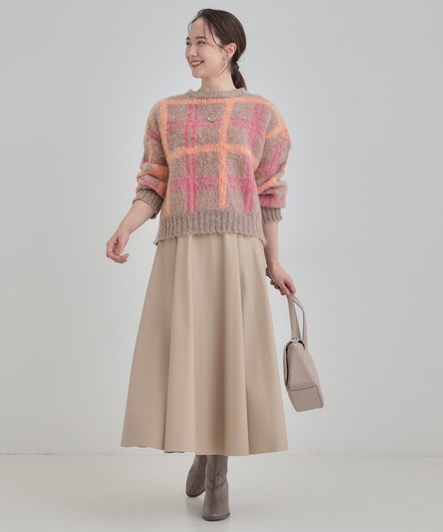 Cutie Blonde（キューティーブロンド）の「【S-LL】女性らしさ漂う ふわふわチェック柄ニット（ニット/セーター・レディース・ホワイト系2/ネイビー系1/ピンク系・01/02/04/03）」の14枚目の写真