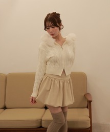 fur zip misty knit tops/ファージップミスティニットトップス