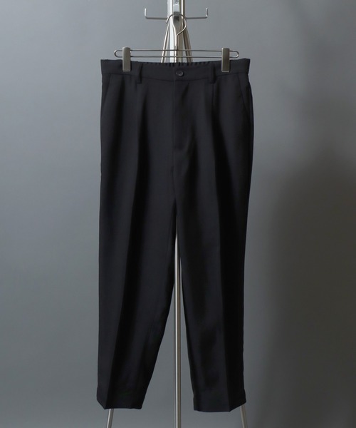 ANPAS（アンパス）の「Poly Serge Pull-on Trousers/ポリサージワイドイージートラウザーパンツ スラックス ボトムス メンズ テーパード（スラックス・メンズ・チャコールグレー/ブラック/グリーン/ブラウン・S/M/L/LL）」の2枚目の写真