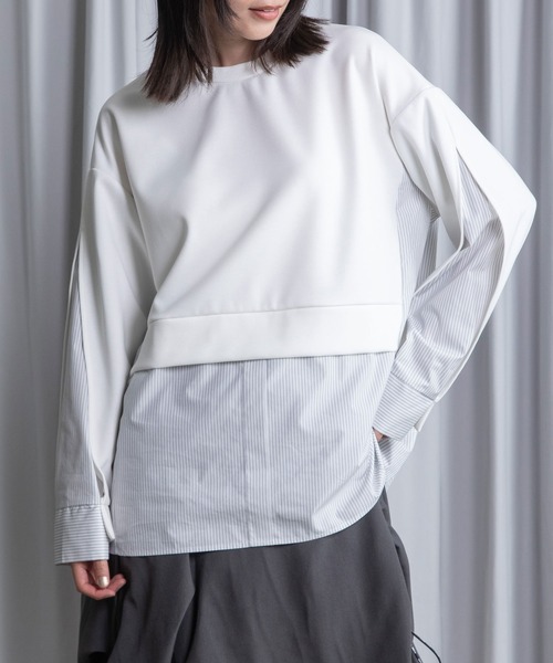 MARECHAL TERRE(マルシャルテル)の「レイヤードデザイントップス(Tシャツ/カットソー・レディース・ブラック/アイボリー/ネイビー/ブルー・MEDIUM)」の2枚目の写真