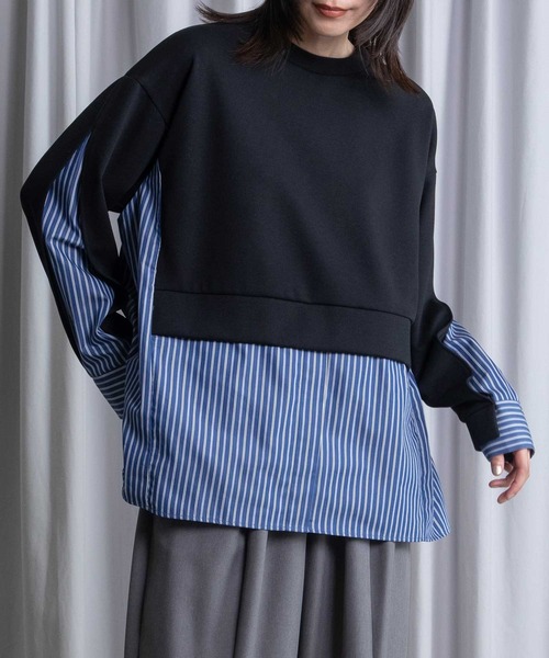 MARECHAL TERRE(マルシャルテル)の「レイヤードデザイントップス(Tシャツ/カットソー・レディース・ブラック/アイボリー/ネイビー/ブルー・MEDIUM)」の3枚目の写真