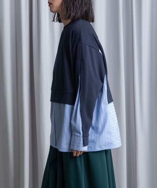 MARECHAL TERRE(マルシャルテル)の「レイヤードデザイントップス(Tシャツ/カットソー・レディース・ブラック/アイボリー/ネイビー/ブルー・MEDIUM)」の12枚目の写真
