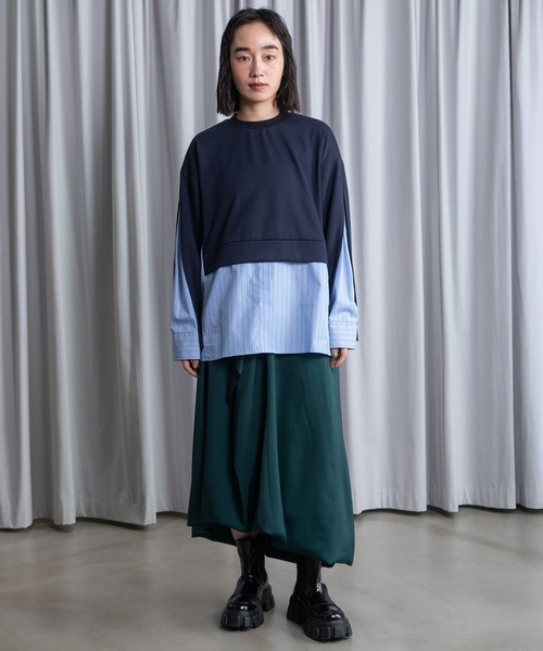MARECHAL TERRE(マルシャルテル)の「レイヤードデザイントップス(Tシャツ/カットソー・レディース・ブラック/アイボリー/ネイビー/ブルー・MEDIUM)」の16枚目の写真