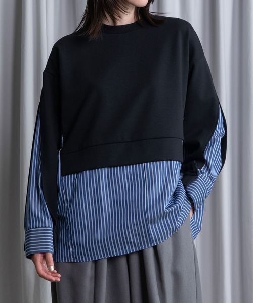 MARECHAL TERRE(マルシャルテル)の「レイヤードデザイントップス(Tシャツ/カットソー・レディース・ブラック/アイボリー/ネイビー/ブルー・MEDIUM)」の17枚目の写真