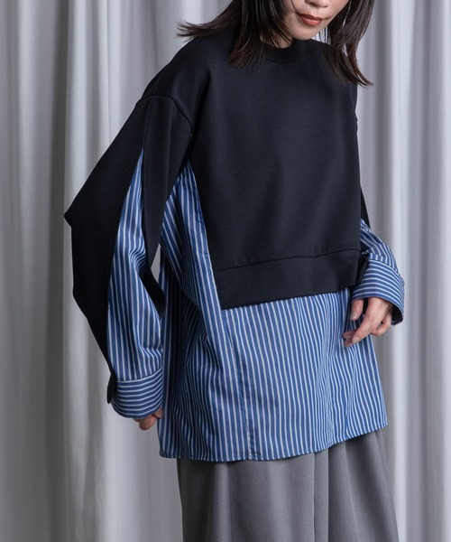 MARECHAL TERRE(マルシャルテル)の「レイヤードデザイントップス(Tシャツ/カットソー・レディース・ブラック/アイボリー/ネイビー/ブルー・MEDIUM)」の18枚目の写真