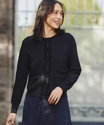 UNTITLED（アンタイトル）の「【洗える/ジャケット風】ツイードニットカーディガン（カーディガン/ボレロ）」