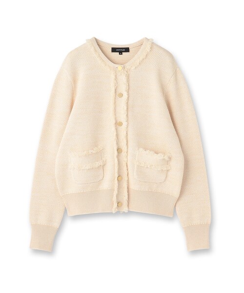 UNTITLED（アンタイトル）の「【洗える/ジャケット風】ツイードニットカーディガン（カーディガン/ボレロ・レディース・ブルー系3/ピンク系4/ベージュ系その他6/ネイビー・44/04/48/02/00）」の5枚目の写真
