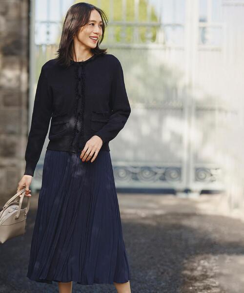 UNTITLED（アンタイトル）の「【洗える/ジャケット風】ツイードニットカーディガン（カーディガン/ボレロ・レディース・ブルー系3/ピンク系4/ベージュ系その他6/ネイビー・44/04/48/02/00）」の6枚目の写真